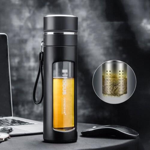 New Portable Double Glass Water cup Car Business Office With Tea Filter Shatter Resistant Heat Proof Mug 420/520ML