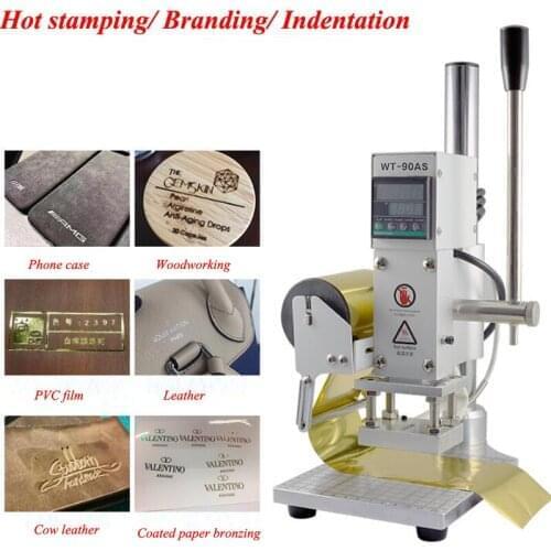 Press Trainer Hot Foil Stamping Machine Manual Bronzing Machine Leather Paper Wood Embossing Stamp Logo Press Machine WT-90AS