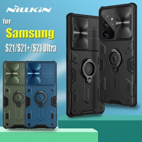For Samsung S21 Ultra S21 Plus 5G Case Nillkin Armor Impact Resistant Cover Slide Camera Lens Protection Cover for Galaxy S21