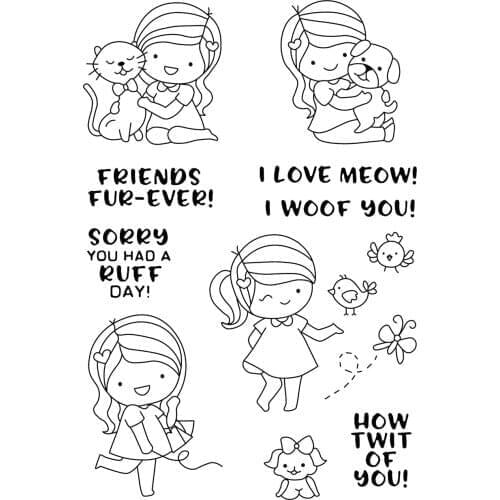 Girl and boy Transparent Clear stamps and metal cutting dies