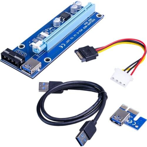 6 Pcs VER006 PCI-E Riser Card 60CM USB 3.0 Cable PCI Express 1X to 16X Extender PCIe Adapter for GPU Graphics Card
