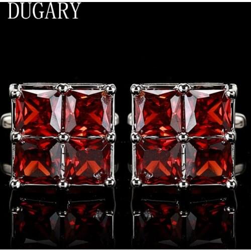 DUGARY Luxury shirt cufflinks for mens Brand cuff buttons cuff links gemelos Square crystal wedding abotoaduras Jewelry