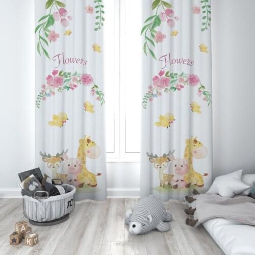 Curtains Children 3D Printed Decorative Items Home Childrens Room Deer Giraffe Pig Model 131