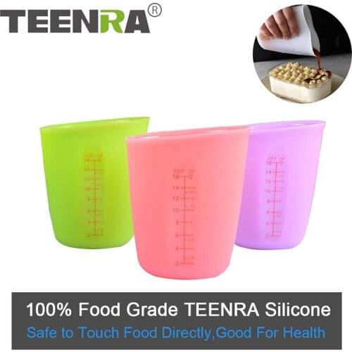 TEENRA 250ML Silicone Measuring Cup Double-scale Flexible Butter Flour Measuring Cups Kitchen Measure Cup Baking Pastry Tools