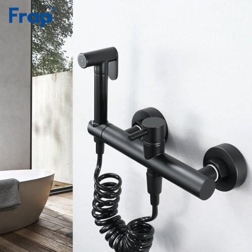 Frap Bidets bathroom black bidet toilet faucet bidet mixer muslim shower hygienic shower 2 holes portable sprayer bidet gun