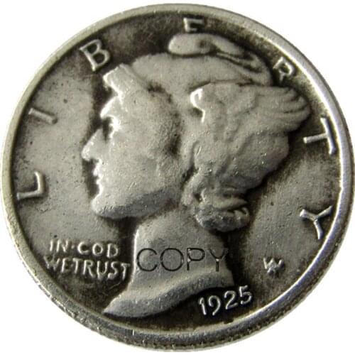US Mercury Dime 1925 P/S/D Silver Plated Copy Coins