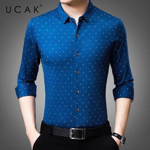 UCAK Brand Casual Long Sleeve Shirt Men Clothes Spring Autumn Soft New Arrivals Classic Polka Dot Streetwear Shirts Homme U6193