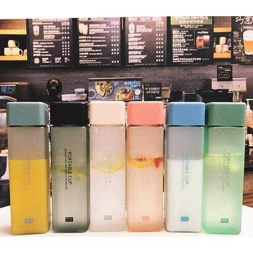 Outdoor Office Nice Looking Cup Creative Simple Fresh Square Frosted Plastic Cup Boys and Girls Lovers Portable Trend