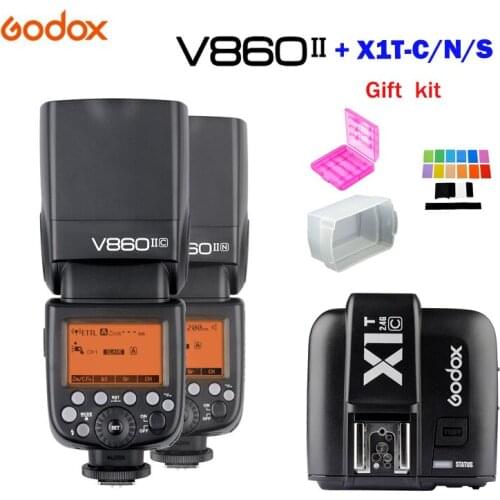 Godox V860II GN60 TTL HSS 1/8000s Speedlite Flash with Li-ion Battery + X1T-C/N/S Flash Transmitter for Canon Nikon Sony DSLR