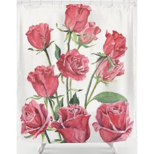 Red Roses Shower Curtain Waterproof Bathroom Decorations Polyester Bathroom Shower Curtain