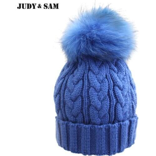 Newly Stylish Multi Colors Hat in Winter for Women Warm Apparel Accessories Skullies Beanies with 100% Real Fur Pom Poms