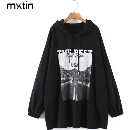 2021 Women Spring Fashion Letter Print Oversized Hoodie Sweatshirts Vintage Long Sleeve Female Harajuku Hoodie Tops