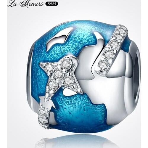 La Menars New World Travel Bead Fit Original Pandora Charm Bracelet Genuine 925 Sterling Silver For Women Jewelry DIY Making