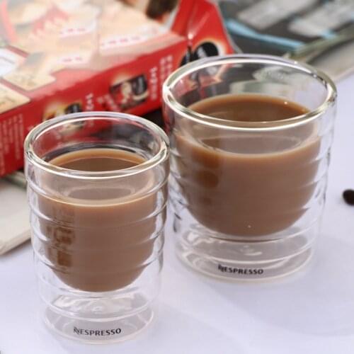 1pcs Nespresso Double Wall Coffee Glass Mug Cup After Tea Drinking Cup 85ml 150ml 350ml