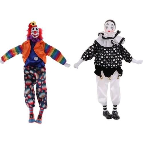 2Pcs Fashion Porcelain Clown Doll Halloween Christmas Decoration Souvenir Collections Friends Gift Home Table Decor