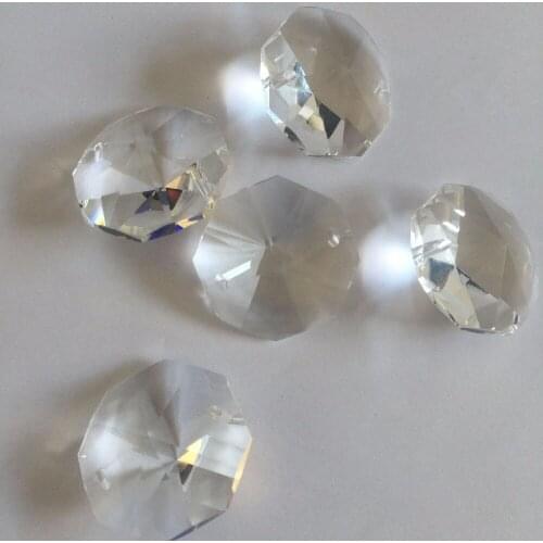 200pcs 28mm Clear Octagon Beads Crystal Chandelier Part & Prism Crystal Chandelier Beads For Crystal Lamp/Curtain Diy