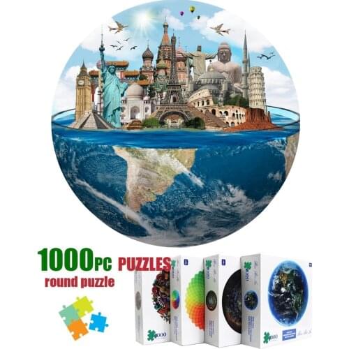 2021 1000 Pieces Landscape Jigsaw Puzzle Round Paper Puzzle for Adult Teenager Pressure Relief Toy