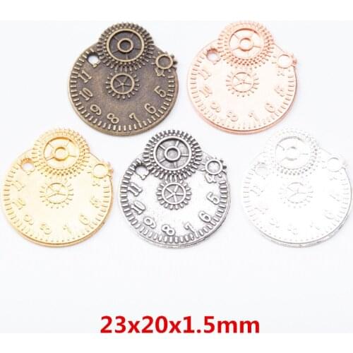 30 pieces of retro metal zinc alloy Clock pendant for DIY handmade jewelry necklace making 7412