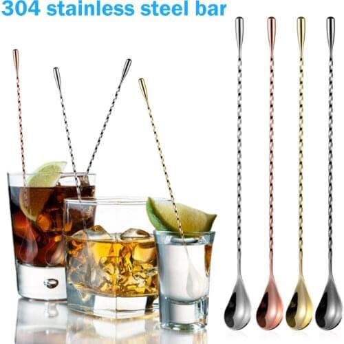 30cm Cocktail Spoon Bar Spoon Stainless Steel Mixing Spiral Pattern Bar Teadrop Spoon Stir Spoon Bar Bartender Stirring Tools