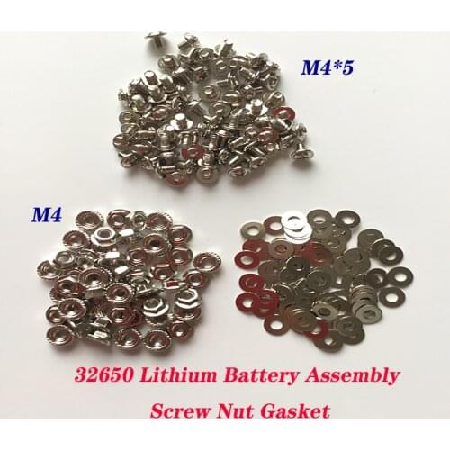 32650 Lithium Battery Assembly Screw Nut Gasket 32650 Lithium-Ion Battery Connecting Screw Nut Gasket Cross Screw M4 Anti-Loose
