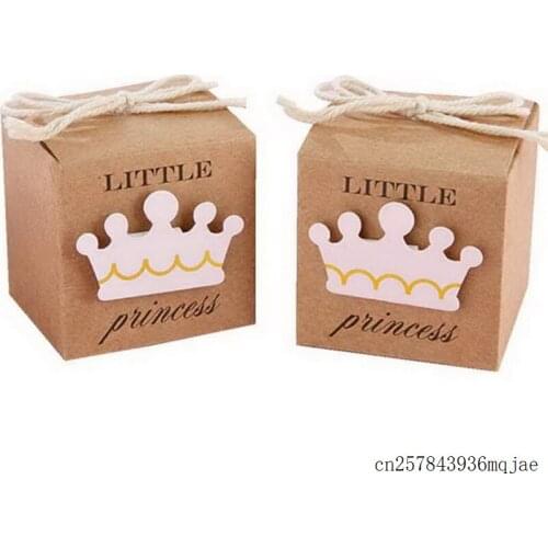 500pcs Prince Princess Candy Boxes Kraft Paper Gift Boxes with Twine Bow Pack Baby Shower Favors Kids Gifts for Guest