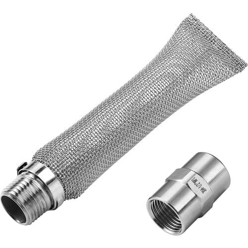 6 Inch Bazooka Screen Boil Screen(1/2" NPT) with Pipe Fitting(1/2"x 1/2" Female NPT), Reusable Stainless Steel Beer Filter Tube