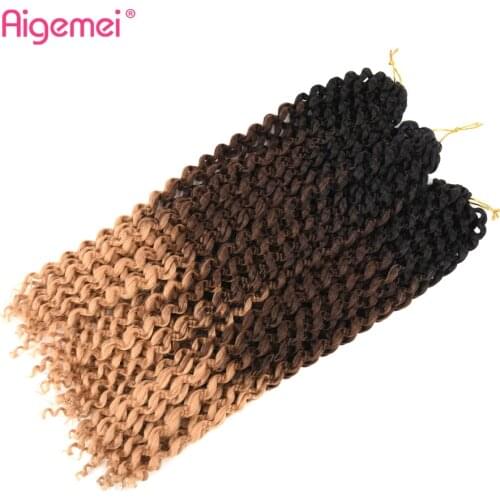 Aigemei Three Tone Passion Twist Hair Extension Kinky Curly 18Inch Ombre Synthetic Crochet Braid for Black Women 22strands/pack