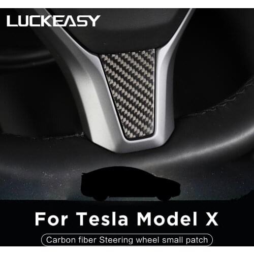 LUCKEASY Auto Interior Accessories for Tesla Model S Tesla Model X 2017-2020 Real Carbon Fiber steering wheel decorative patch