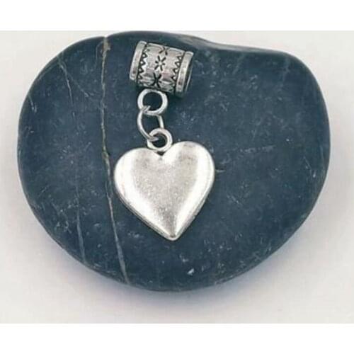 50 pcs Double Heart Dangle Bead for European Charm Bracelet Vintage Pendants Jewelry Accessories Making