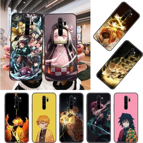 Phone Case For Xiaomi Redmi Note 8 8T 7 7A 9 9A 9S 8A 4 5 6 Pro Black Cover Bumper Luxury Prime Fashion Anime Demon Slayer