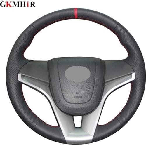 Black Artificial Leather Car Steering Wheel Cover Red Marker on Top for Chevrolet Cruze 2009-2014 Aveo 2011-2014 Holden Cruze 10