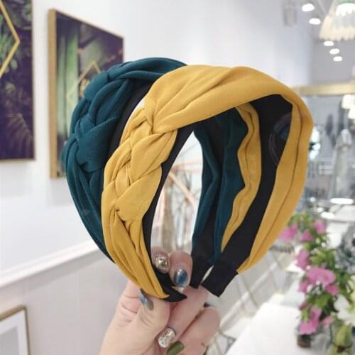Braid Colorful Wide Headbands For Women Korea Hair Accessories Hair Band Crown Flower Hairbands Head Wrap