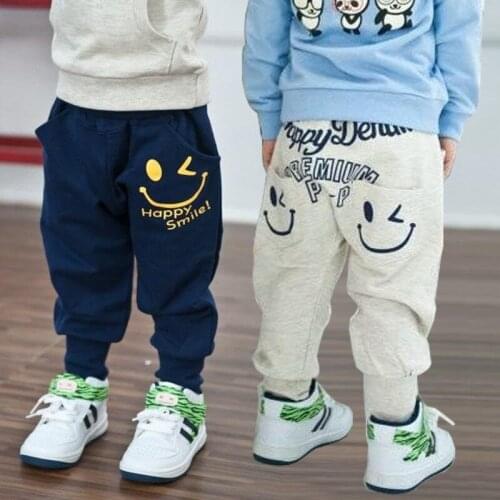 Spring Autumn Toddler Infant Clothing Kids Baby Boy Girl Harem Long Pants Trousers Leggings Bottom Smile Print Casual Pants 2-6Y