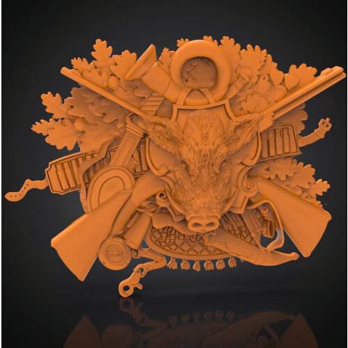 Wild boar head 3D model relief STL model for CNC Router carving engraving artcam aspire