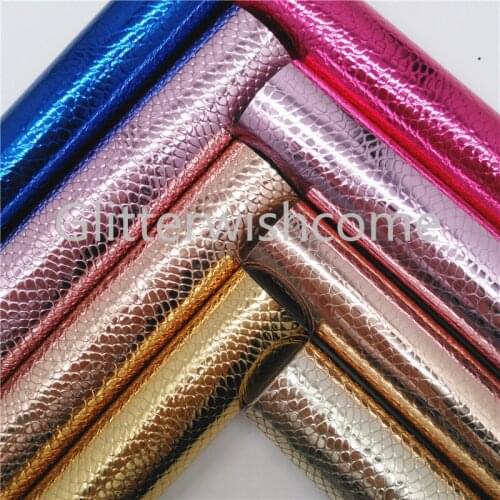 Glitterwishcome 21X29CM A4 Size Patent Snake Faux Leather, Synthetic Leather Fabric Sheets, Mirror Leather for Bows, GM3247C
