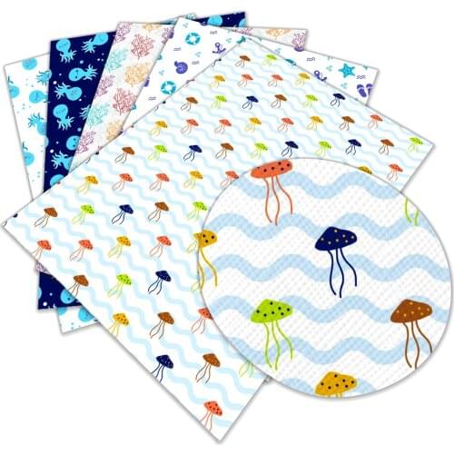 Ocean Printed Faux Leather A4 22x30cm for DIY Sewing Garment HairBow Bags L228 L2290