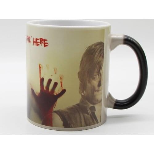 11OZ Zombie Coffee Mugs Magic Mug Heat Sensitive Color Changing Ceramic Tea Cup Daryl and Rick here