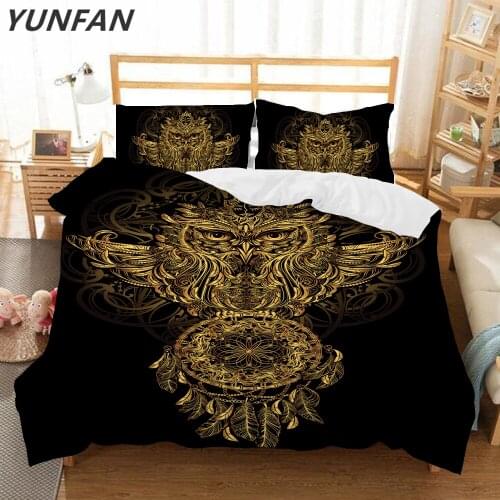 Golden Owl Bedding Set Twin Full Queen King UK Double AU Single Size 3D Bed Linen Set Animal Bedclothes 3pcs duvet cover sets