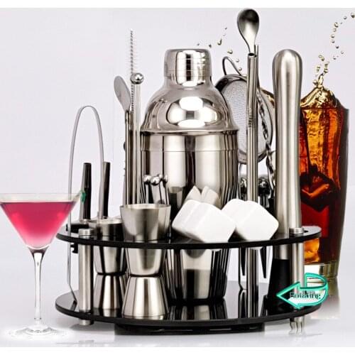 33 Piece Bartender Kit Boston Cocktail Shaker Set Rotate Bracket Home DIY Suit for Mix Drinks Martini Bar Tools Stainless Steel
