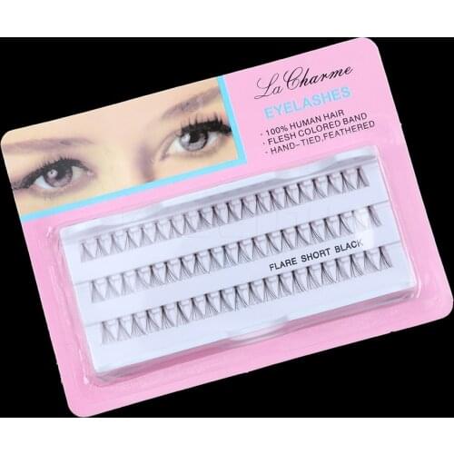 60PCS 8/10/12mm Black False Eyelash Individual Lashe Natural Long Cluster Extension Makeup Beauty Health Makeup Fake Eyelashes