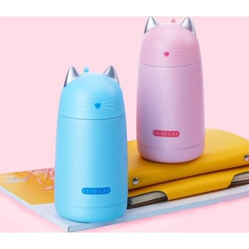 330ml New Thermos Cup Cute Cartoon Cat Thermo Mug Drinkware Kids Water Bottle Stainless Steel Vacuum Leak-proof Insulation Cup