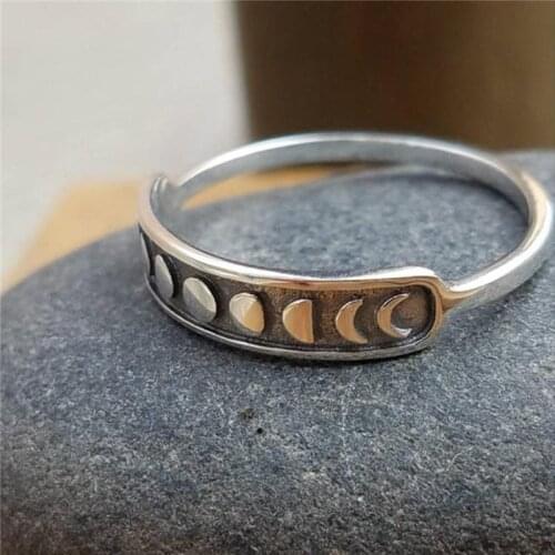 New Retro Crescent Moon Ring Creative Ancient Moon Finger Rings for Women Party Jewelry Gifts Size 5-12 Dropship anillo hombre