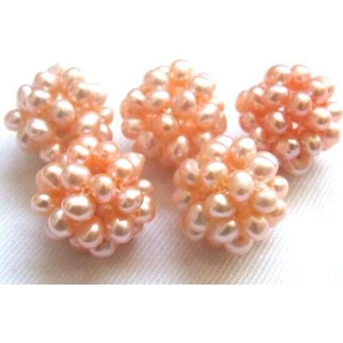 New Favorite Pearl Ball Handmade Fine Jewelry 5pcs 16mm Pink Round Freshwater Pearl DIY Classic Necklace Earring Making