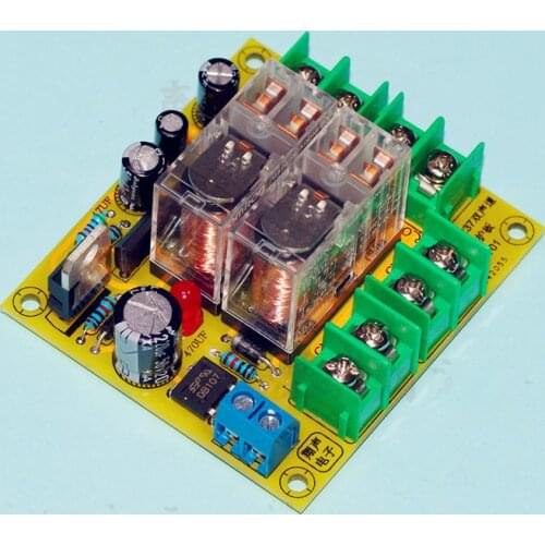 Single AC/DC12V 10A UPC1237 dual channel speaker protection circuit board with LM7812 regulator Features