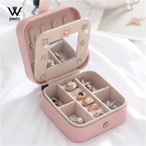 WE Jewelry Organizer Display Travel Jewelry Case Boxes Portable Jewelry Box Magnet buckle Leather Storage Organizador de joyas