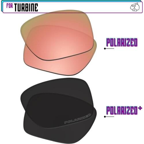 EZReplace Polarized Replacement Lenses for - Oakley Turbine Sunglasses - BlackP Plus-RoseP