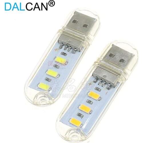 DALCAL Bright 3LED Portable Mini USB Light Desk Lamp Night Lamp Book Light For PC Desktop Laptop Notebook Reading Power Bank