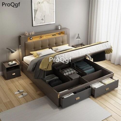 Prodgf 1 Set European Style Pretty Design Storage Function Bedroom Bed No Mattress