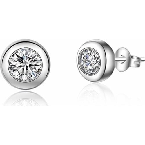 Piercing Stud Earrings For Women Korean Style Simple Round Zircon Rose Gold Color Christmas Accessories Jewelry Wholesale