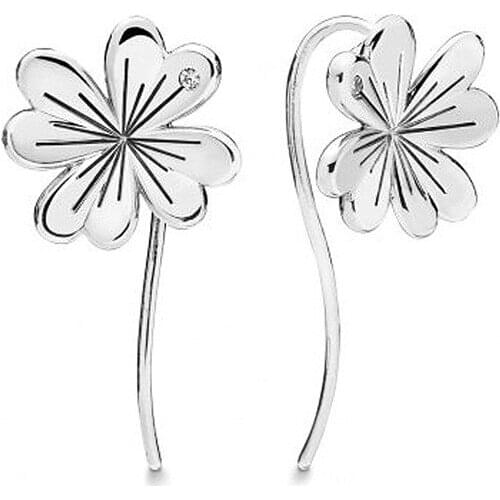 100% 925 Sterling Silver Lucky Four-Leaf Clovers Hanging Earrings for Women Wedding Earring Statement Jewelry Party Gift Brincos